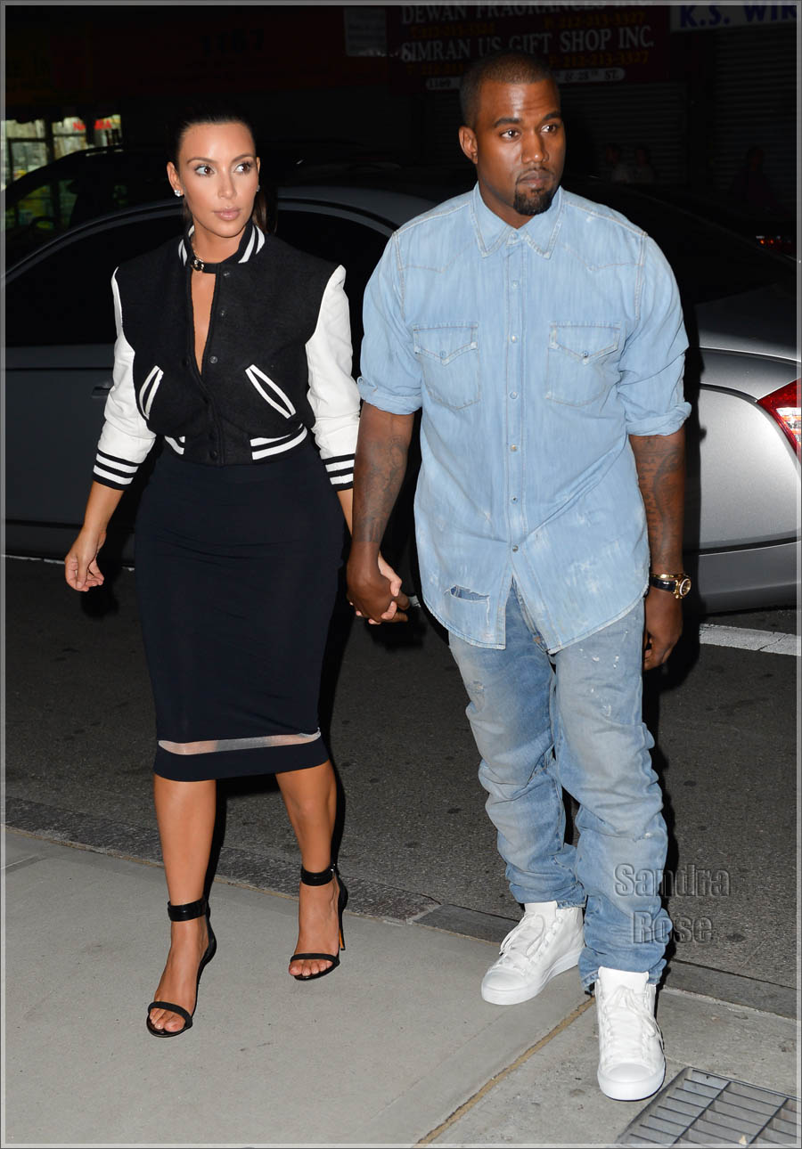 Kim Kardashian and Kanye West seen walking in to a restaurant in nyc