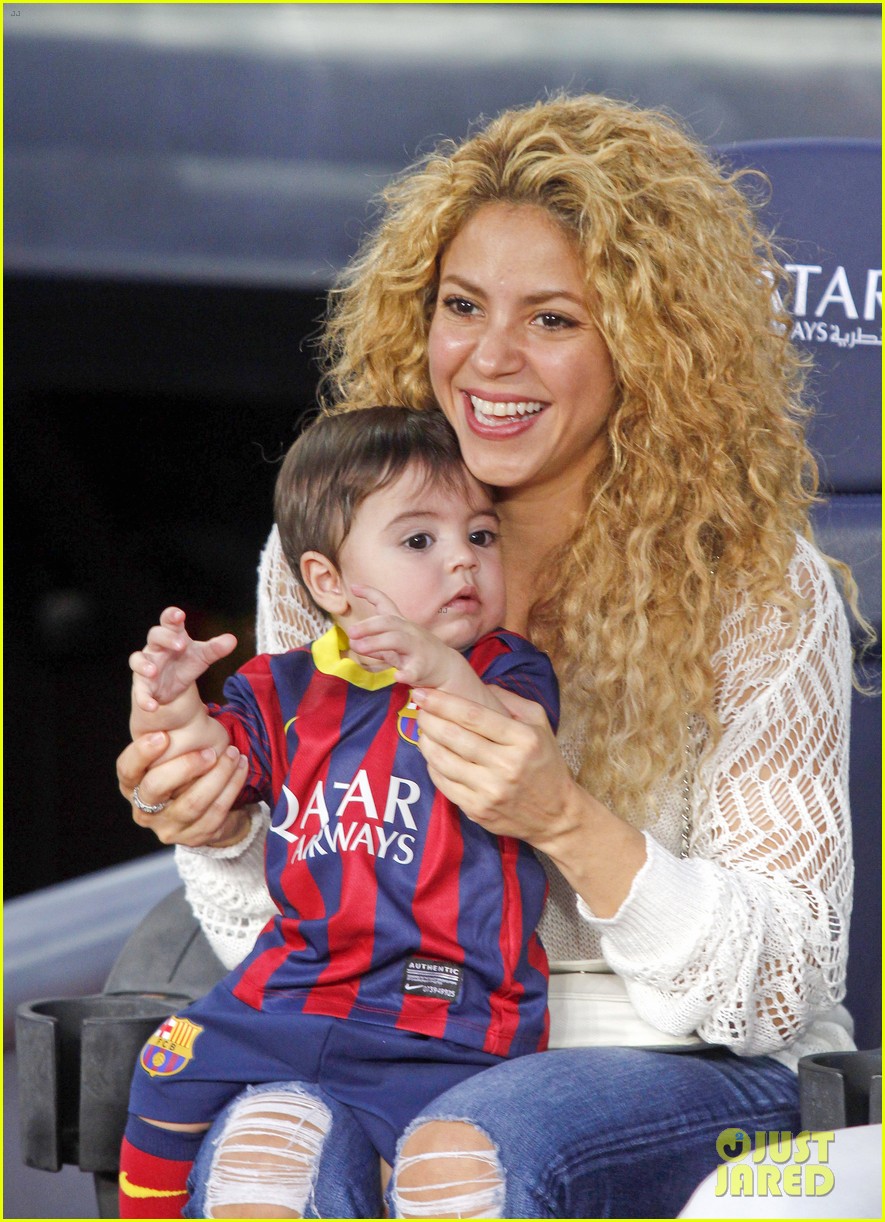 Shakira cheers on husband Gerard Pique alongside baby Milan **USA ONLY**