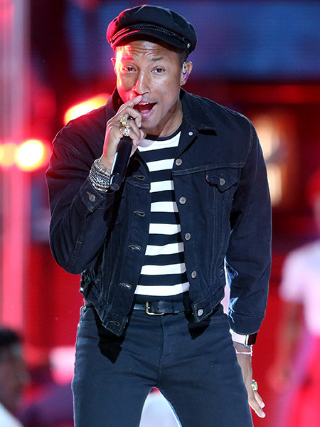 LOS ANGELES, CA - AUGUST 30: Recording artist Pharrell Williams performs on the Pepsi Stage, during the 2015 MTV Video Music Awards, at The Orpheum Theatre on August 30, 2015 in Los Angeles, California. (Photo by Frederick M. Brown/Getty Images for MTV)