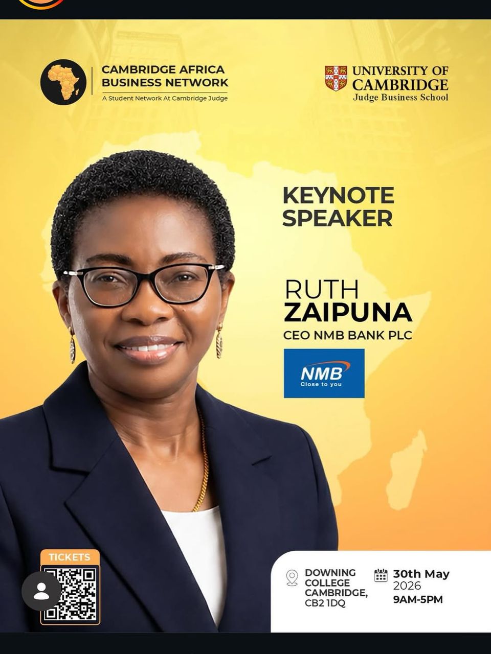 Ruth Zaipuna will represent Tanzania at the Cambridge Africa Business Conference on banking sector reforms.